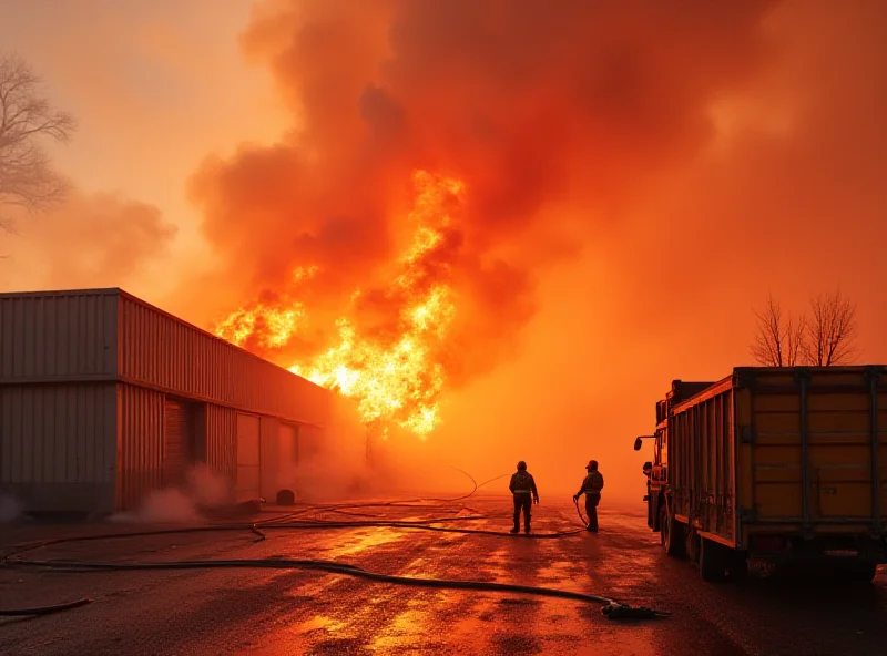 Firefighters battling a large warehouse fire