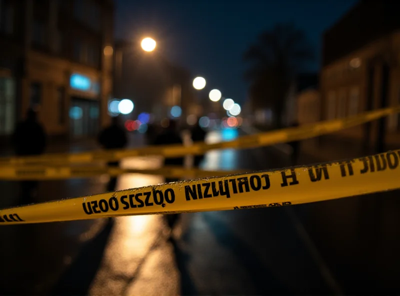 Police tape at a crime scene in Warsaw, Poland.