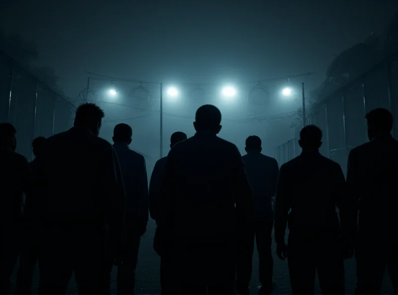 A group of Palestinian prisoners being released, silhouetted against the night sky.