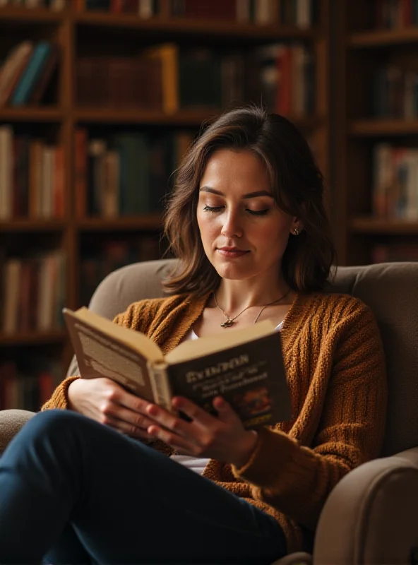 A person sitting in a comfortable chair, engrossed in reading a book by Martha C Nussbaum, with a serene expression on their face.