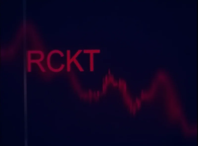 A stock ticker displaying RCKT with a downward trending graph indicating a loss.