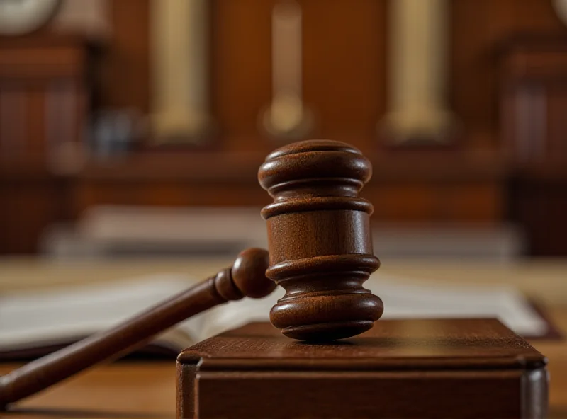 Image of a courtroom with a gavel in focus