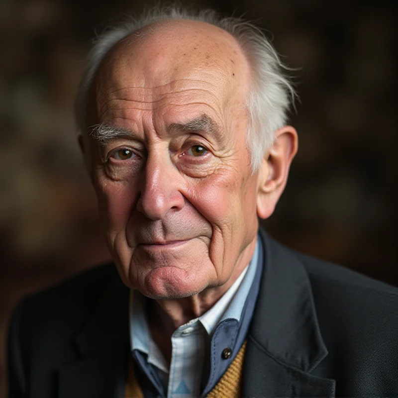 A portrait of Francisco Wichter, an elderly man with a kind smile and thoughtful eyes, taken later in his life.