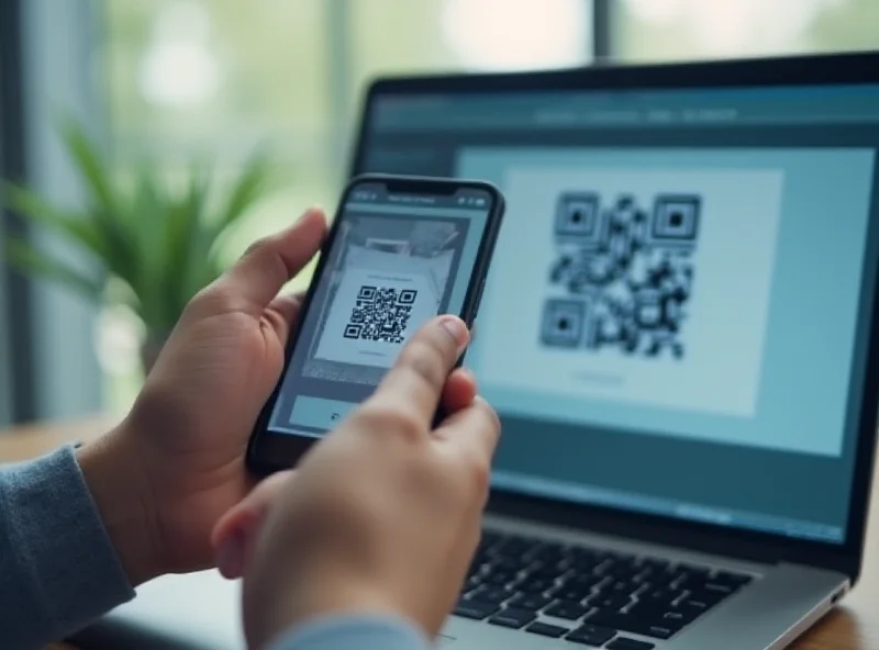 A user scanning a QR code with their smartphone.