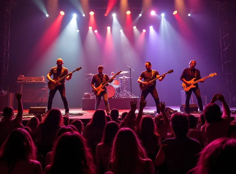 Performance shot of the Indian metal band Bloodywood on stage.