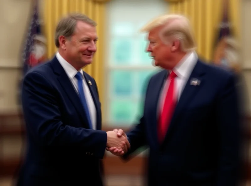 Donald Trump and Volodymyr Zelensky shaking hands at the White House.