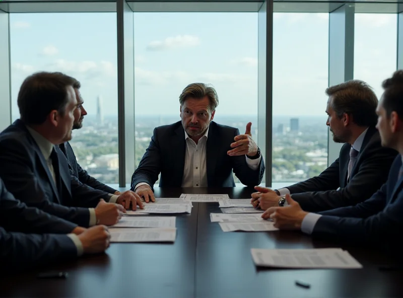 Volodymyr Zelensky meeting with advisors in a modern office setting.