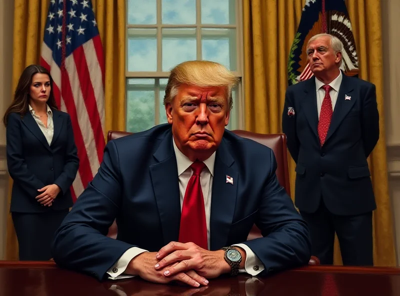 Illustration of a tense meeting in the Oval Office