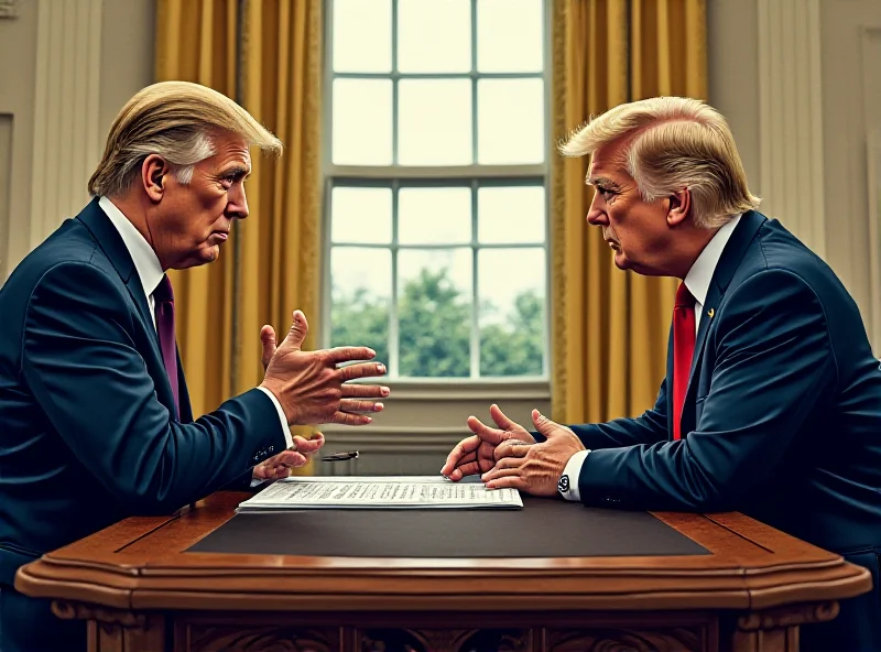 Illustration of a tense meeting between Zelensky and US President, with body language suggesting disagreement.