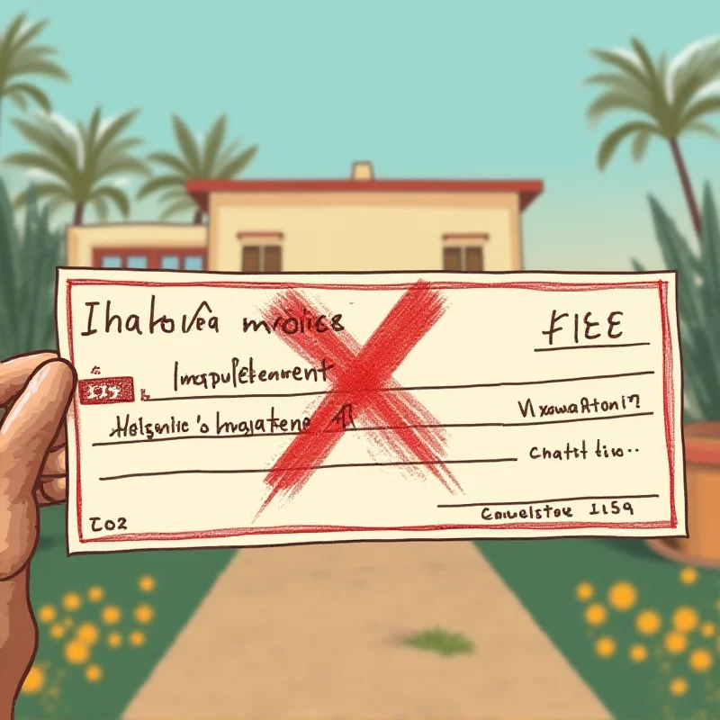 Illustration depicting a cancelled check with the words 'Indigenous Empowerment' written on it.