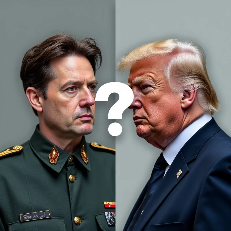 A split image showing Zelenskyy on one side and Trump on the other, with a question mark in the middle.