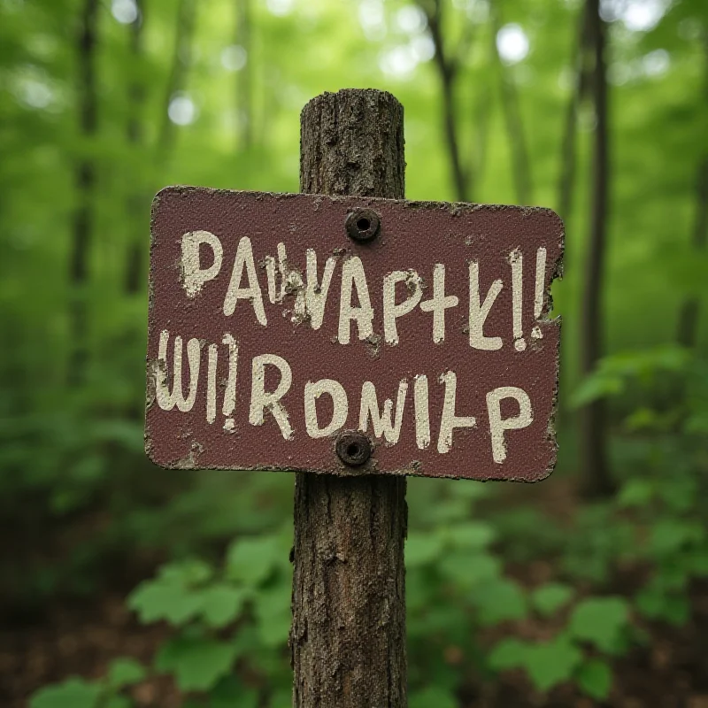 A sign indicating a protected wildlife area in a forest setting.